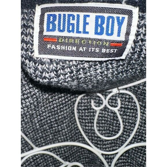 NICE VINTAGE 80s Bugle Boy University Gray Black Cardigan Sweater Mens SIZE Larg - Picture 9 of 10